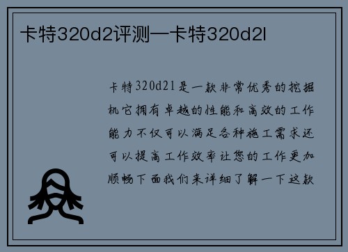 卡特320d2评测—卡特320d2l